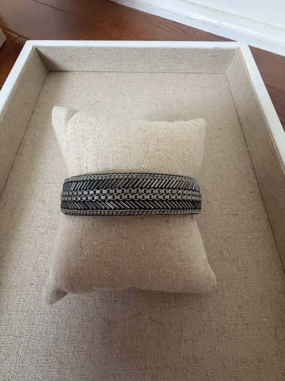 Stella & dot  Black Braided Metal Cuff Bracelet